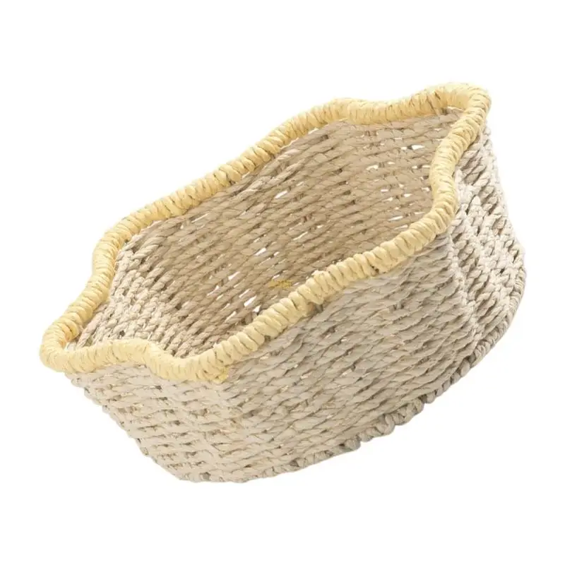

Handmade Woven Paper Rope Storage Basket With Stable Iron Frame for Desktop Plant And Home Organization