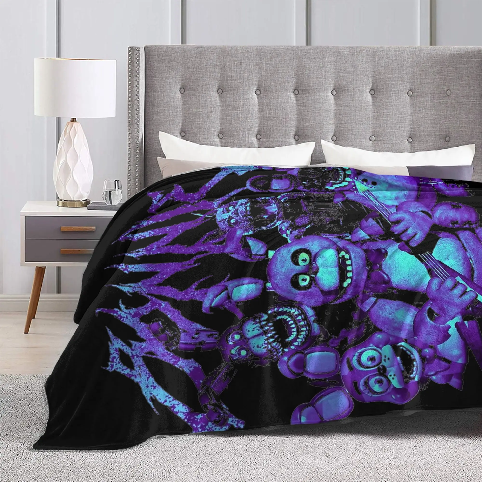 Fnaf At Freddys بطانية الصوف المطبوعة بوني محاكاة ساخرة معدنية تنفس فائقة النعومة رمي البطانيات للسرير السفر الفراش يلقي