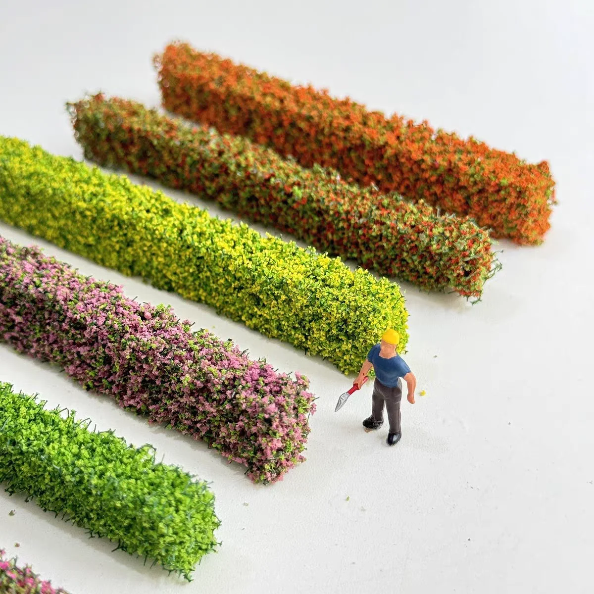 Length 10.5cm Miniature Shrub Strip Grass Fence Model Kits For Making Sand Table Scene Railway Street Garden Decor Diorama 10PCS 2