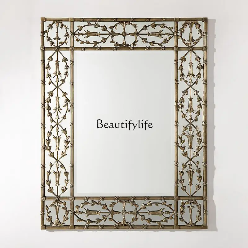 

European retro wrought iron carved mirror guest restaurant decorative floor mirror
