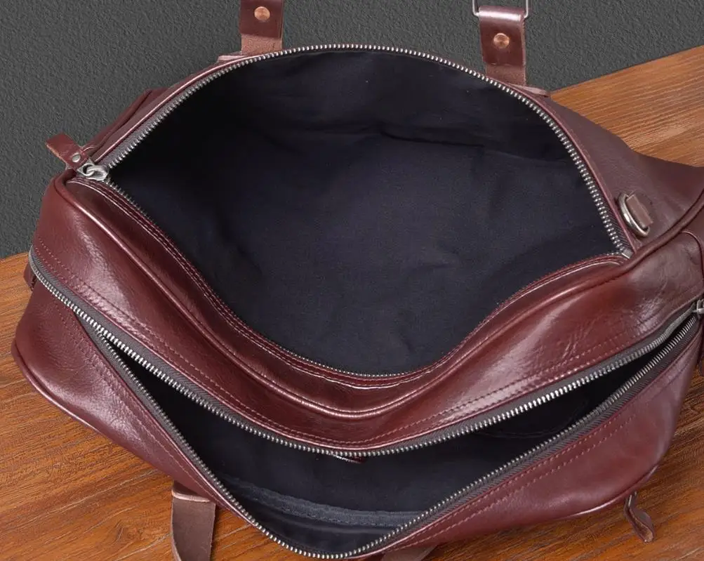 Bolsas vintage de couro para homens, pasta grande para laptop clássica, bolsa de viagem curta de grande capacidade, bolsa mensageiro de ombro