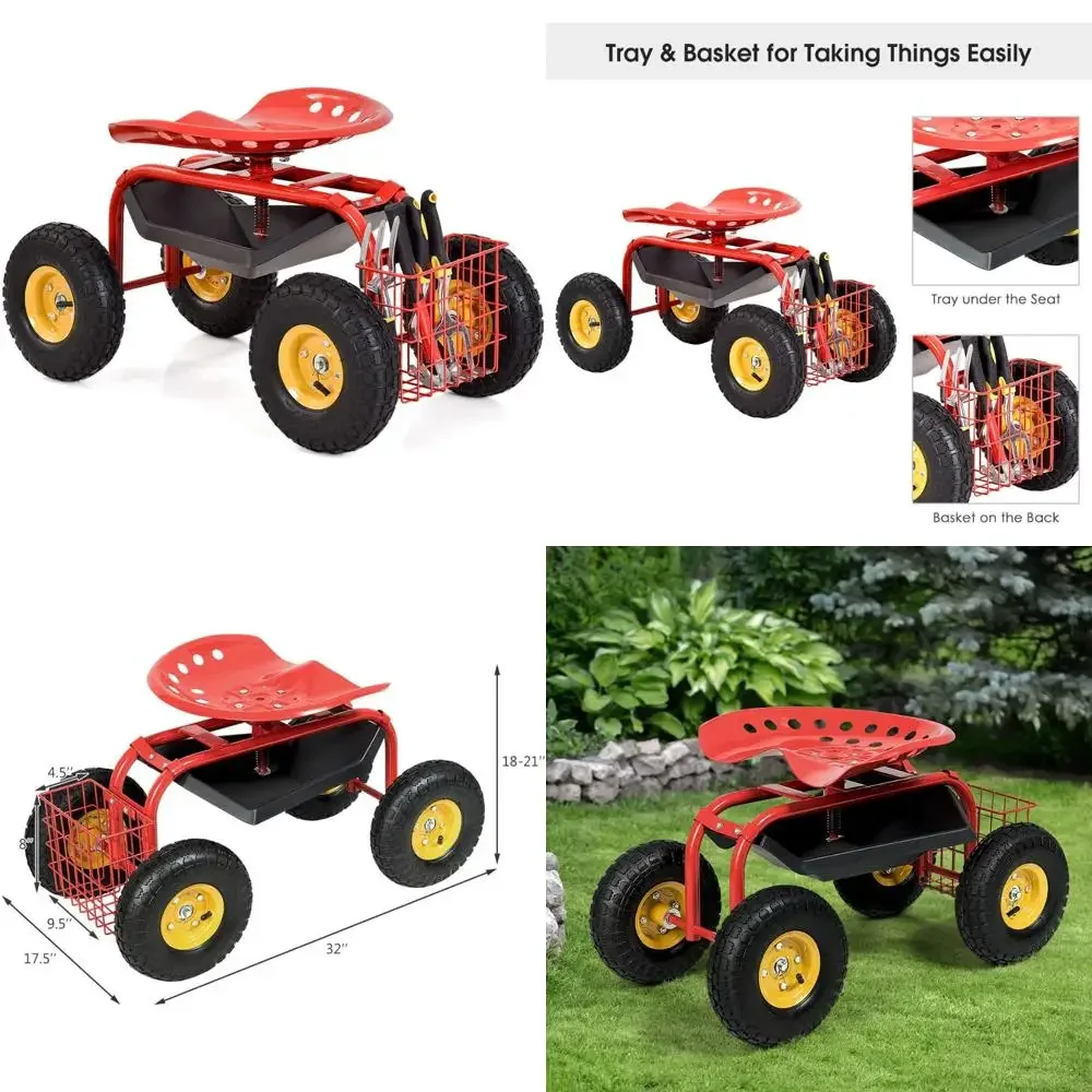 

Collapsible Utility Wagon with Adjustable Handle, Universal Wheels, and Cover Bag for Outdoor and Garden Use