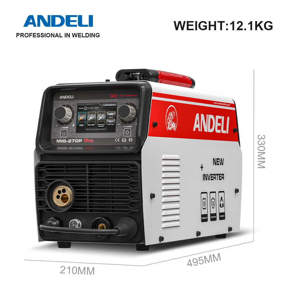 ANDELI 220V MIG Welding Machine with Double Pulse ARC Lift TIG Semi-automatic Welding Aluminum Welders Spool Gasless soldering