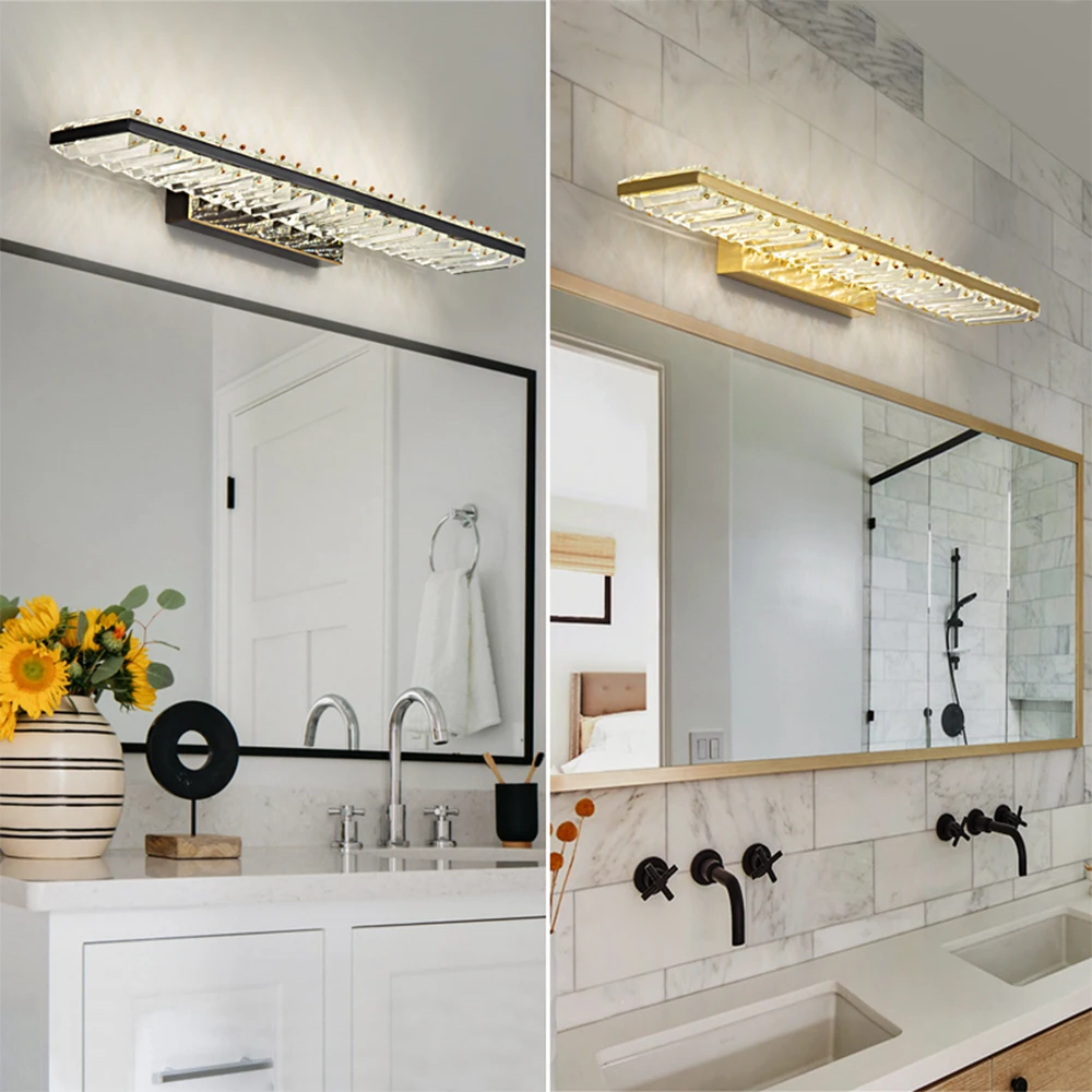 Led Vanity Mirror Lights Modern Crystal Wall Lamp for Makeup Vanity Table & Bathroom Mirror Bedroom