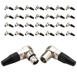 5/20PCS 3 pole Right angle XLR Male Female connector XLR 3 Pin micphone Plug Audio Cable Connector Multi-directional connector