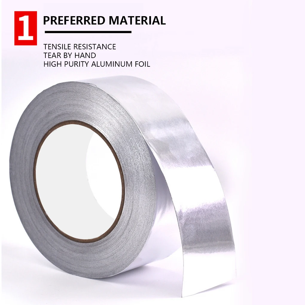 Self Adhesive Tapes Fireproof Anti-friction Aluminum Foil Tape Temperature Leakproof Sticker Crack 5cm*0.05cm*500cm