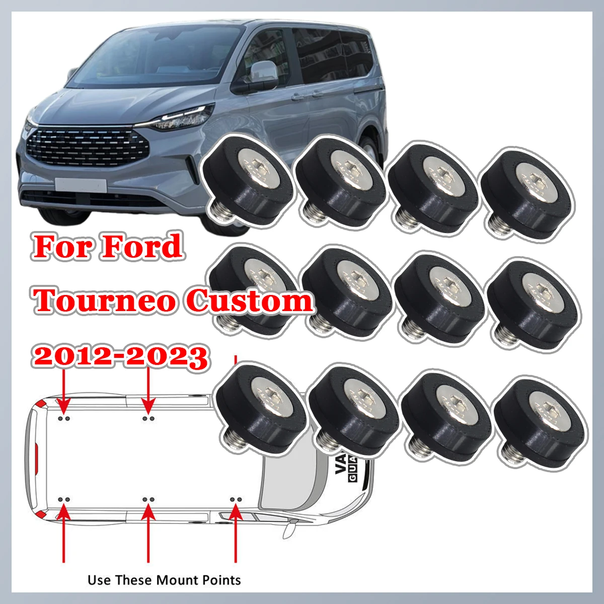 

12pcs For For Ford Tourneo Custom Roof Rack Hole Blanking Washer Bolts Screws Full Set Car Accessories Repair Kit 2012 2013-2023
