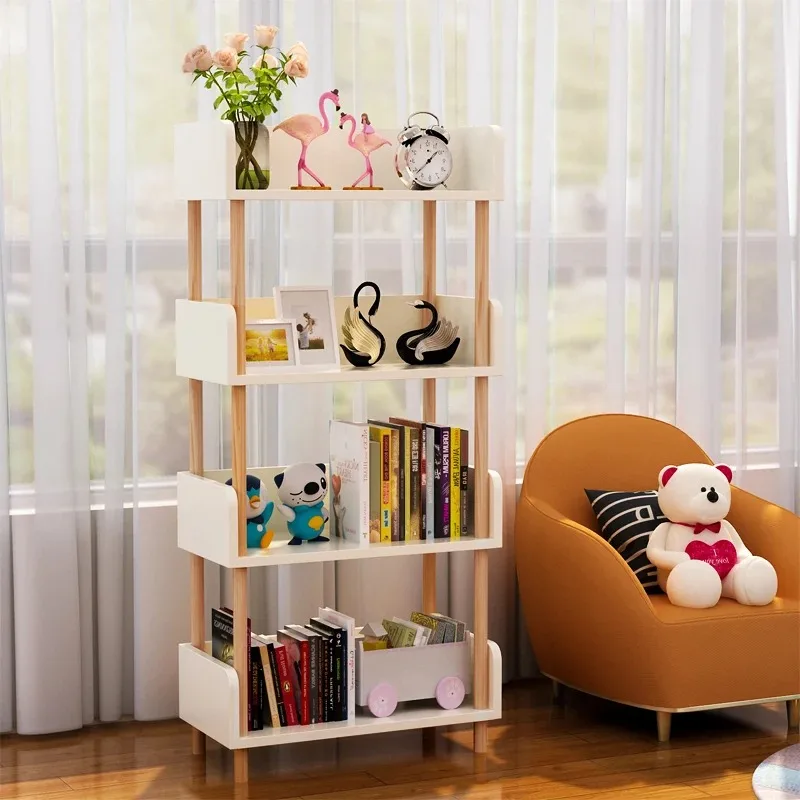 Simple bookshelf shelves floor floor, home living room against the wall, children's multi-storey storage, small bookcases,