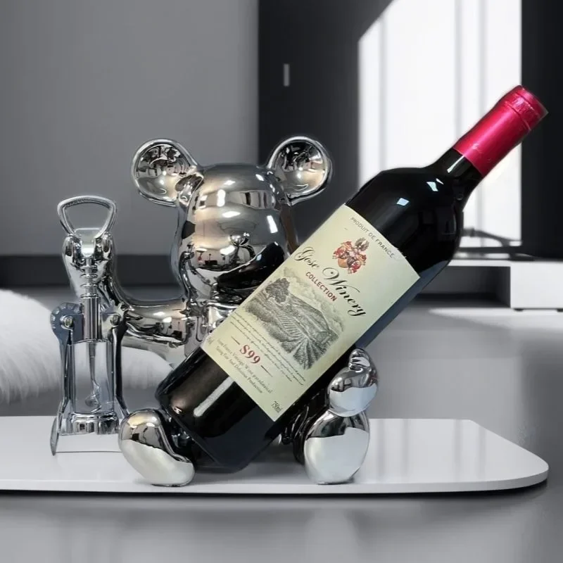 Wine bottle opener wine beer side cabinet astronaut rack Internet celebrity violence ornament bear