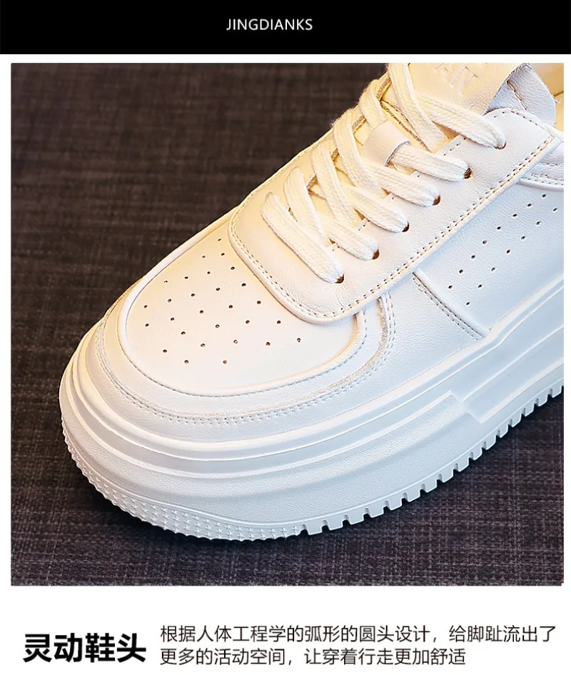 Leather Women\'s White Casual Woman Vulcanize Sneakers Breathable Sport Walking Running Platform Flats Shoes 4.6 407 Reviews