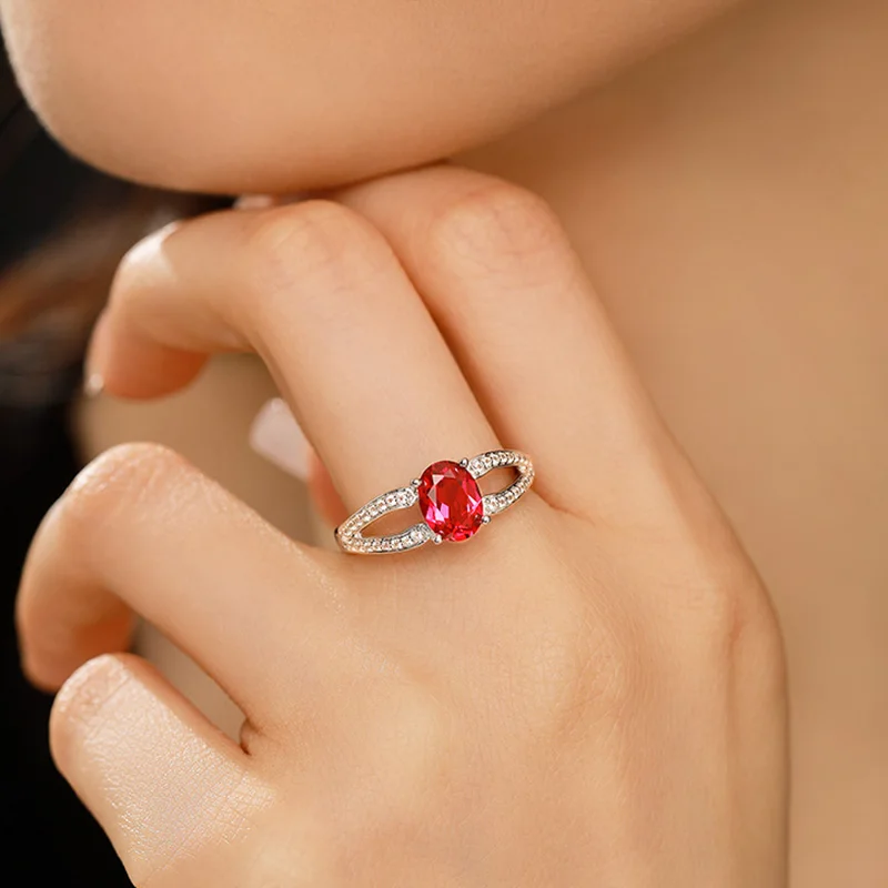 CHARMING Luxury Original 1.5CT RUby Sapphire Rings S925 Silver Setting Emerald Ring for Women Engagement Vintage Jewelry Gifts