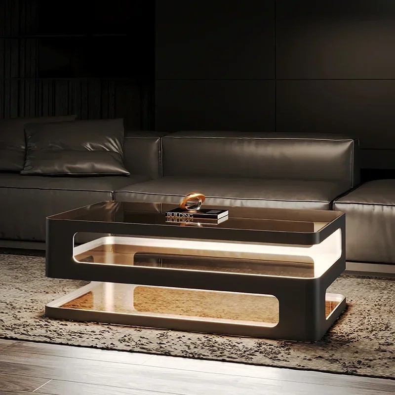 Rectangle Luxury Clear Coffee Table Modern Design Simple Glass Nordic Coffee Tables Mobile Low Mesa Auxiliar Salon Furniture