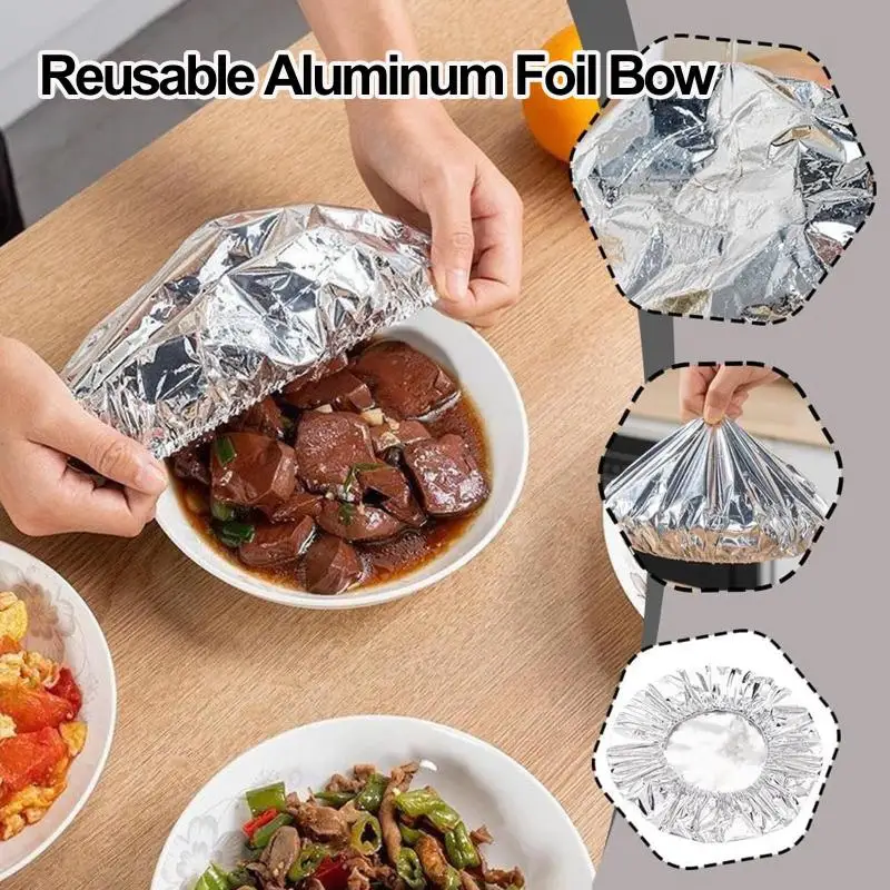 20Pcs Reusable Food Grade Aluminum Foil Cover Dishes Heat Insulation Wrap Kitchen Supply