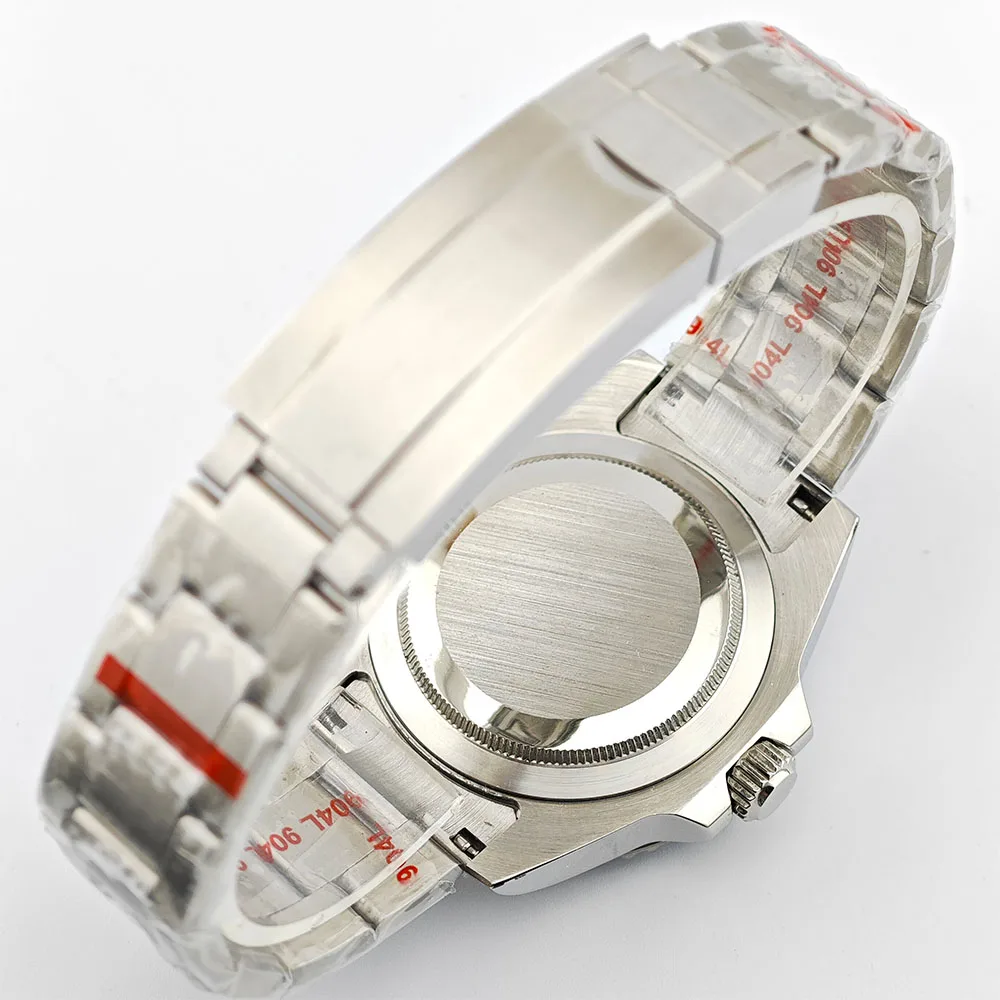 ساعة فضية للرجال ، ياقوت ، صندوق أوتوماتيكي ، عالية الجودة ، تناسب NH34 ، NH35 ، NH36 حركة ، 40.5 مللي متر