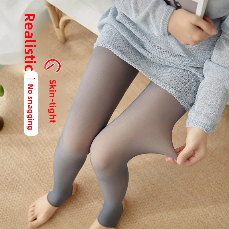 Thickened Fleece Lined plus Size Leggings Skin Tone Autumn Winter plus Size Women's Thermal Pantyhose 2023 Fall Season