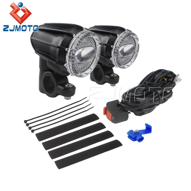 Universal Pair Dual Projectors Spotlights LED Auxiliary Anti Fog Light For Harley SUZUKI HONDA KAWASAKI DUCATI