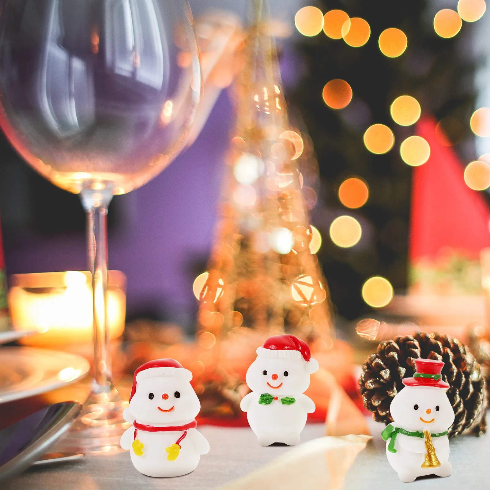 10pcs Mini Snowman Resin Decorations for Christmas, Desk, Bookshelf & Wall – Tiny Holiday Ornaments