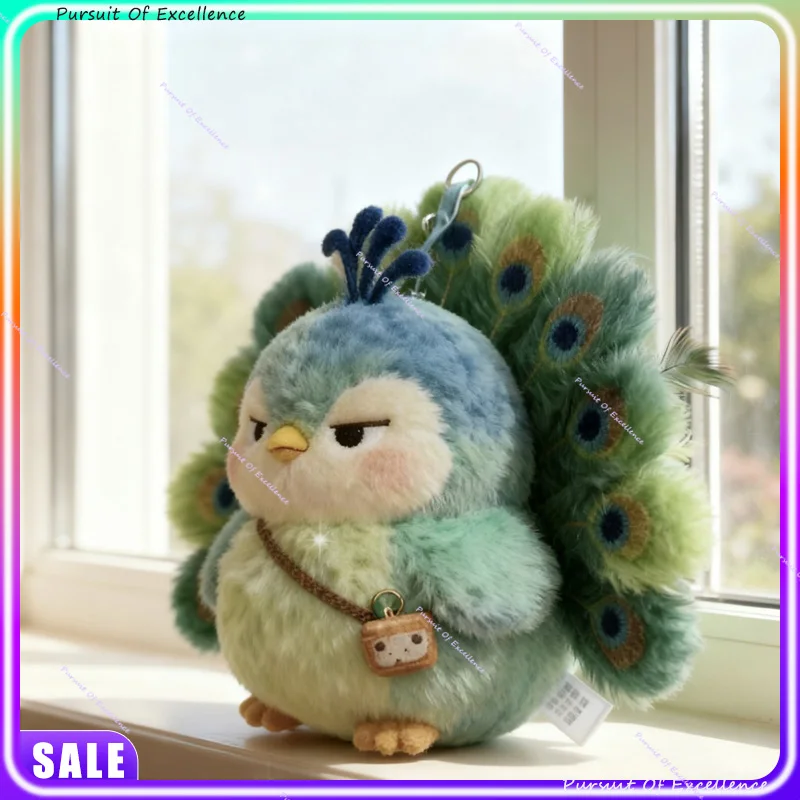 2026 Peluche postlard verde pavone - Simpatico portachiavi zaino con espressione fantastica, regalo di amico di alto valore per le vacanze