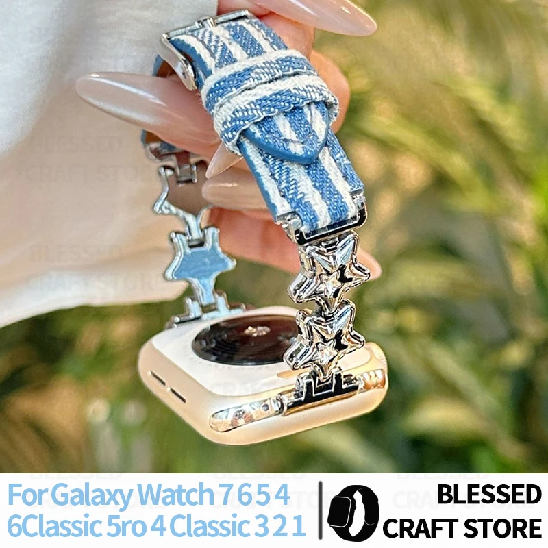 Smartwatch Stylish Watches For Women - Cinturino in Denim con Cristalli Bling
