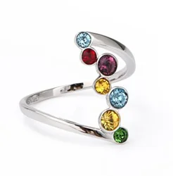 Geometric Creative Sliver Color Inlay Colorful Stone Rings For Women Party Accessories Gifts Custom Jewelry