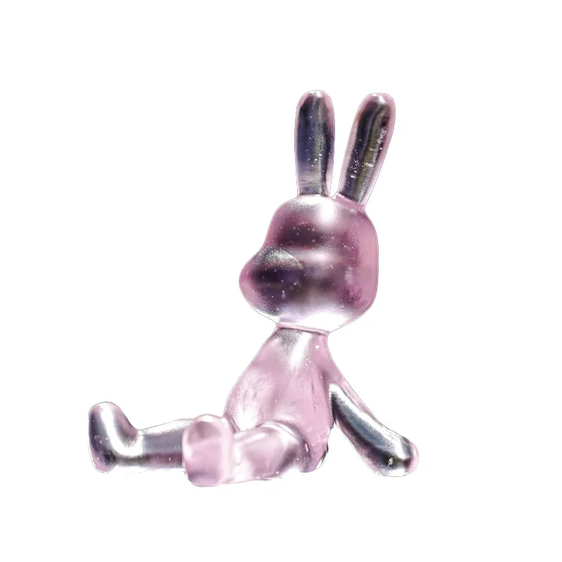 

Glazed cute female animal rabbit mobile phone tablet holder round ornament holder