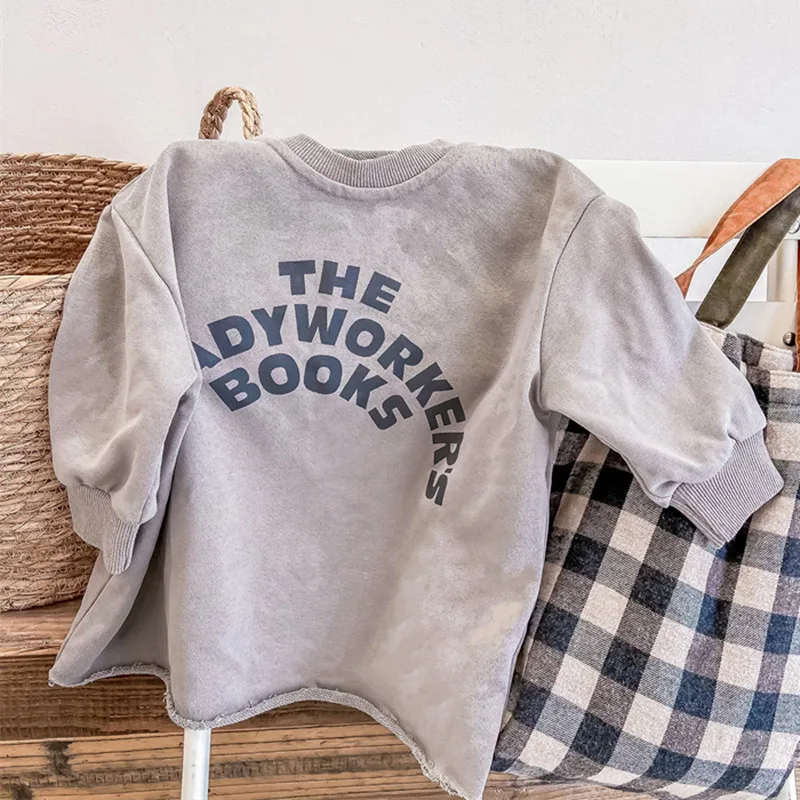 

Children Casual Sweatshirts 2025 Spring Korean Style Letters Printed Toddlers Kids Casual Long Pullovers Tops