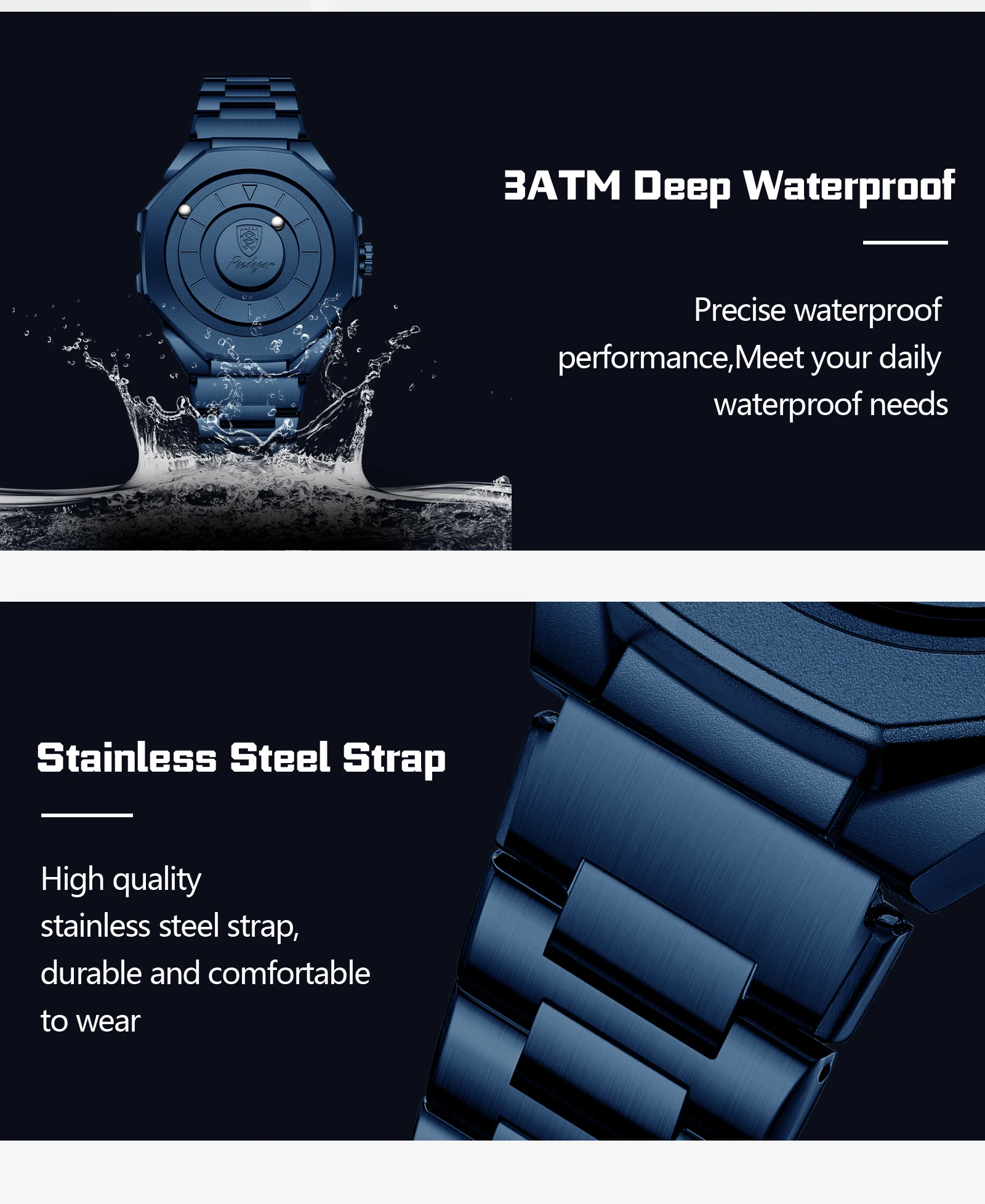 POEDAGAR Top Kreative Herren-Armbanduhr, Modische Wasserdichte Edelstahl-Herrenuhr, Quarz, Neue Business-Herrenuhren, Reloj Hombre – Detail 11