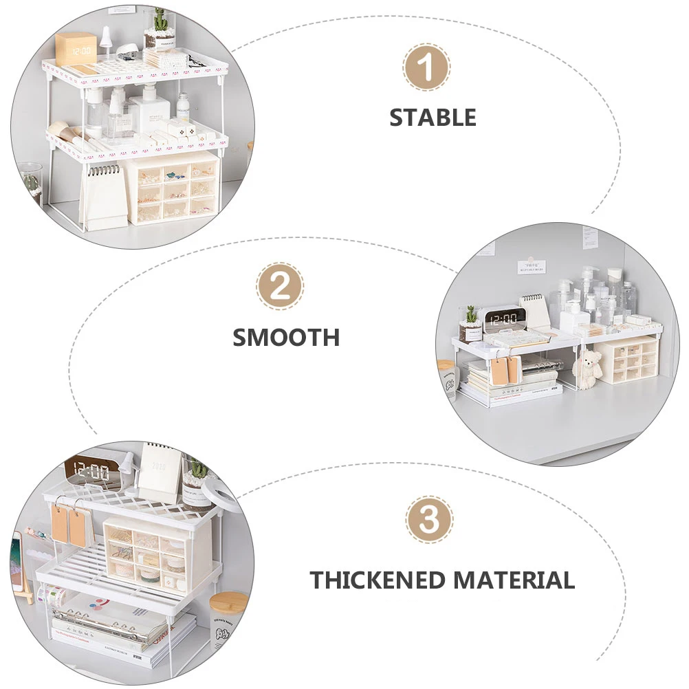 

2pcs Storage Rack Thickened Iron Shelf Waterproof Moisture-Proof Smooth Arc Surface Detachable Design Cabinet Organizer