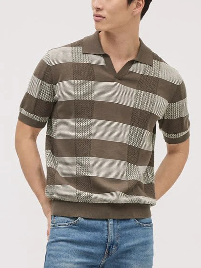 

Мужская футболка ort Sve irt Summer Faion с вязаным воротником, повседневная дышащая легкая футболка с вырезом