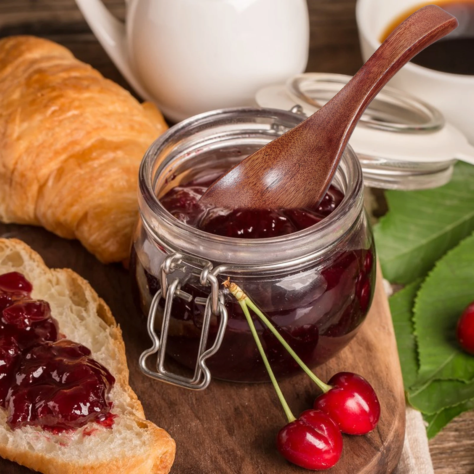 

5Pcs Rice Paddle Spoon Wooden Long Handle for Soup Ramen Japanese Design Sturdy Ecofriendly Kitchen Serving Tool