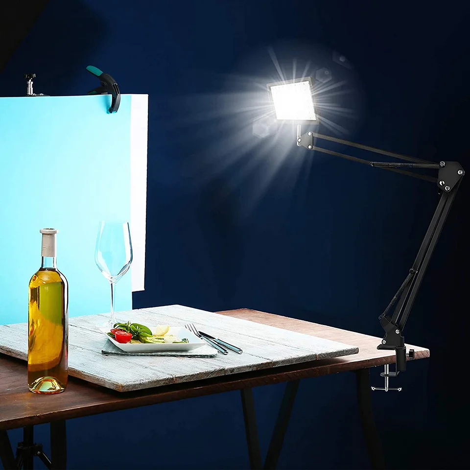 LED Selfie Video luce telefono Stand con braccio pieghevole dimmerabile treppiede fotografia riempire foto Studio illuminazione pannello lampada per Vlog