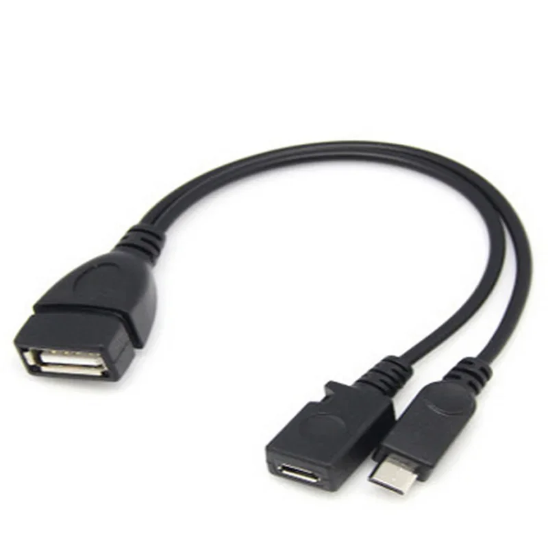 2 في 1 OTG مايكرو USB المضيف الطاقة Y الفاصل USB محول إلى مايكرو 5 دبوس ذكر أنثى كابل 20 سنتيمتر
