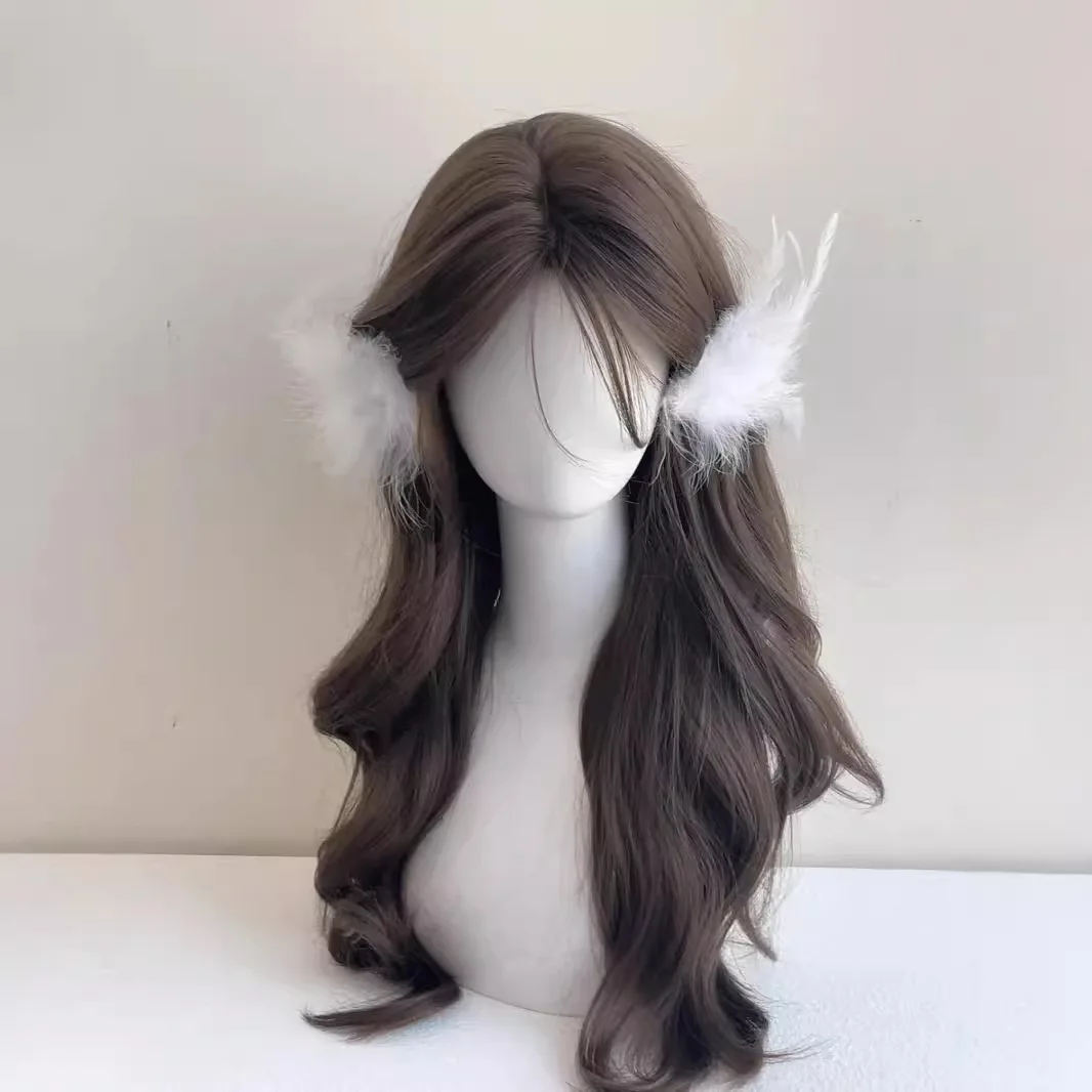 

Hazelnut gray brown wavy long curly hair atmosphere gentle temperament female wig simulation whole wig full head cove