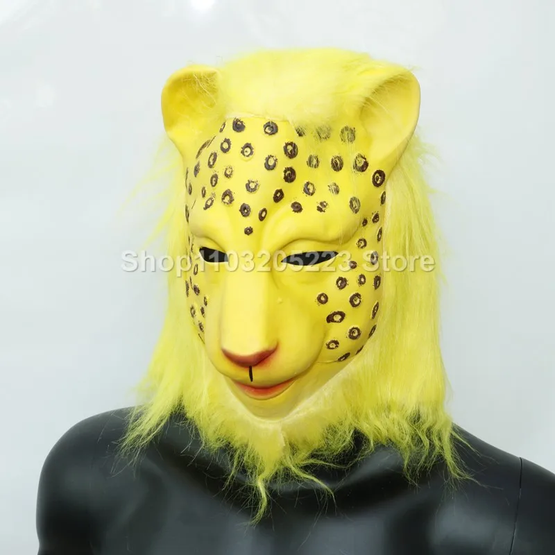 

Halloween Mask Leopard Head Cover Animal Mask Role Playing Costume Party Bar Nightclub Carnival Funny Sand Sculpture Mask