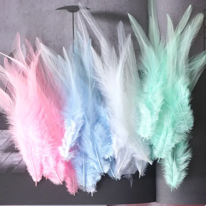 

Pink Rooster Feather Chicken Feathers Decor Fly Tying Crafts for Needlework Handicraft Dresses Muslim