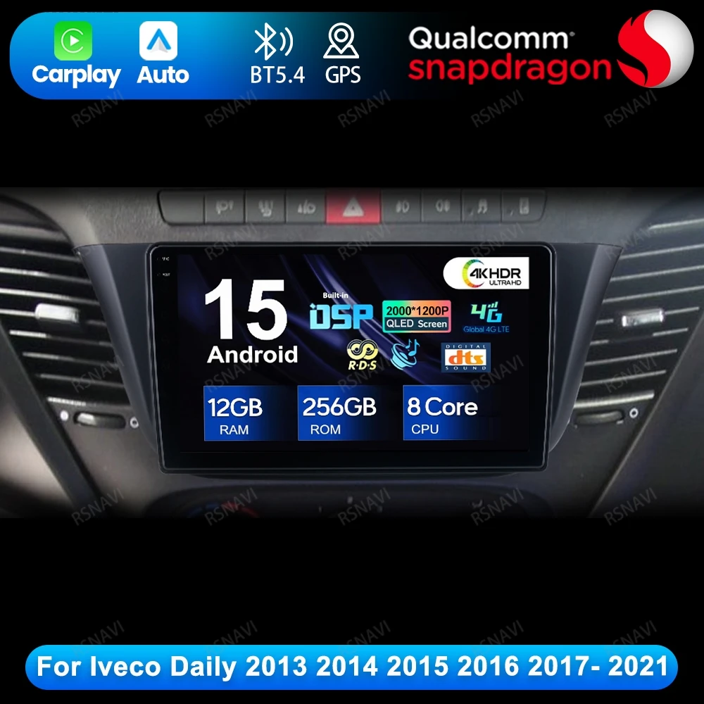 

Android 15 для Iveco Daily 2013 2014 2015 2016 2017-2021 Автомобильный радиоприемник Беспроводной Carplay Auto GPS 4G LTE BT Авторадио Навигация DSP