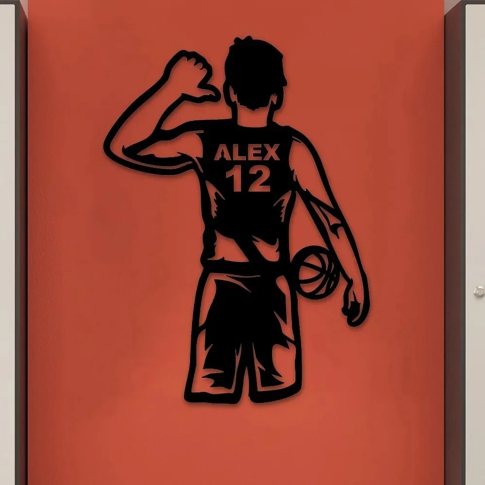 1pc 2D Flat Custom Basketball Team Metal Wall Plaque Sports Door Living Room Courtyard Party Hanging Wall Decor Only For Decorat