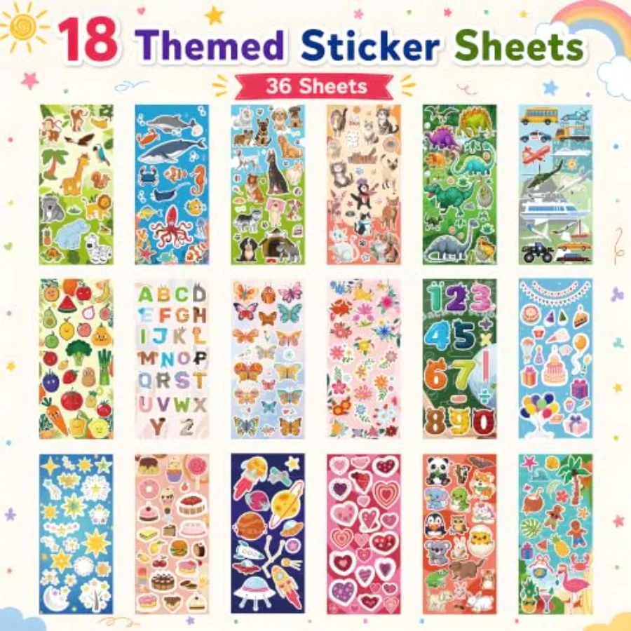 36 Sheets Stickers for - Cute Stickers Pack for Scrapbook