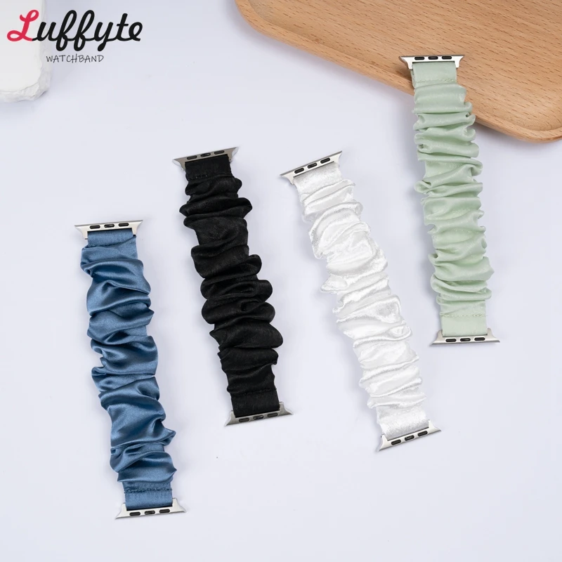 Scrunchie Strap for Apple Watch Band 44mm 40mm 42mm 41mm 38mm 45mm 49mm Ultra Solo Loop Bracelet IWatch Women 9 8 7 6 5 4 SE