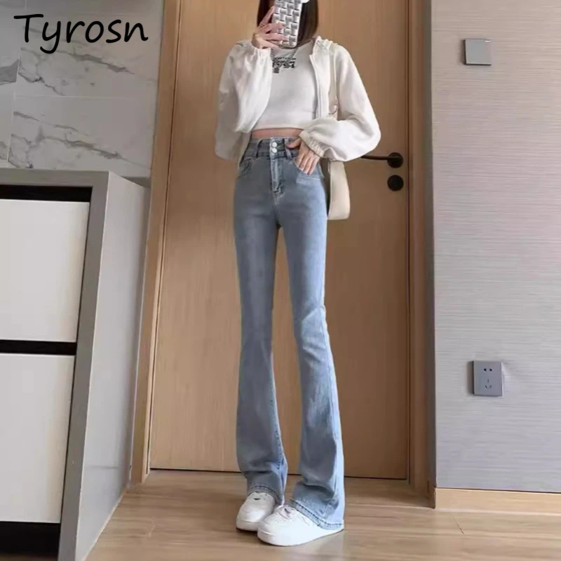 

Джинсы женские с высокой талией, тонкие длинные прямые корейские модные винтажные потертые хипстерские джинсовые брюки с карманами на молнии, распространенные