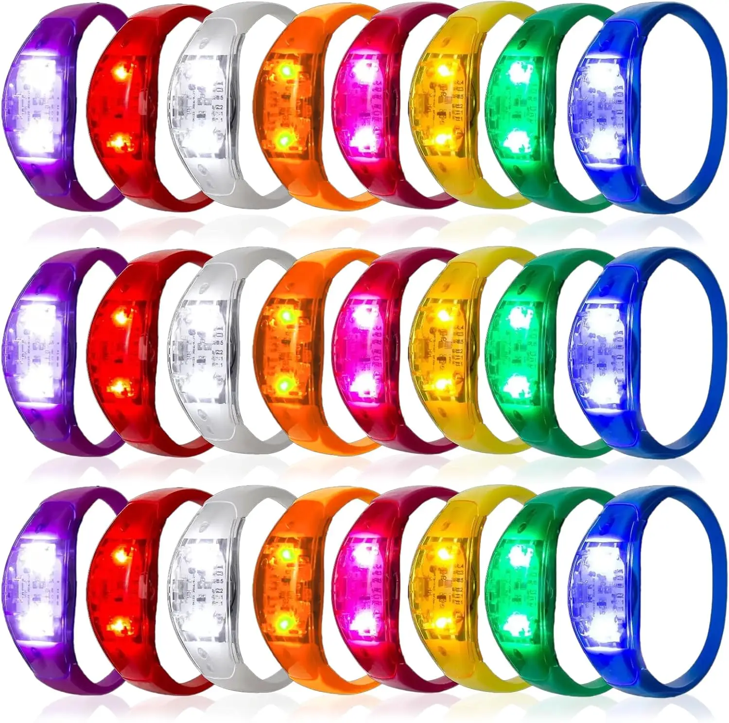 

24PCS Sound Activated LED Bracelets – Music Sync Light Up Wristbands for Party, Concert, Rave, Festival Glow Decorations