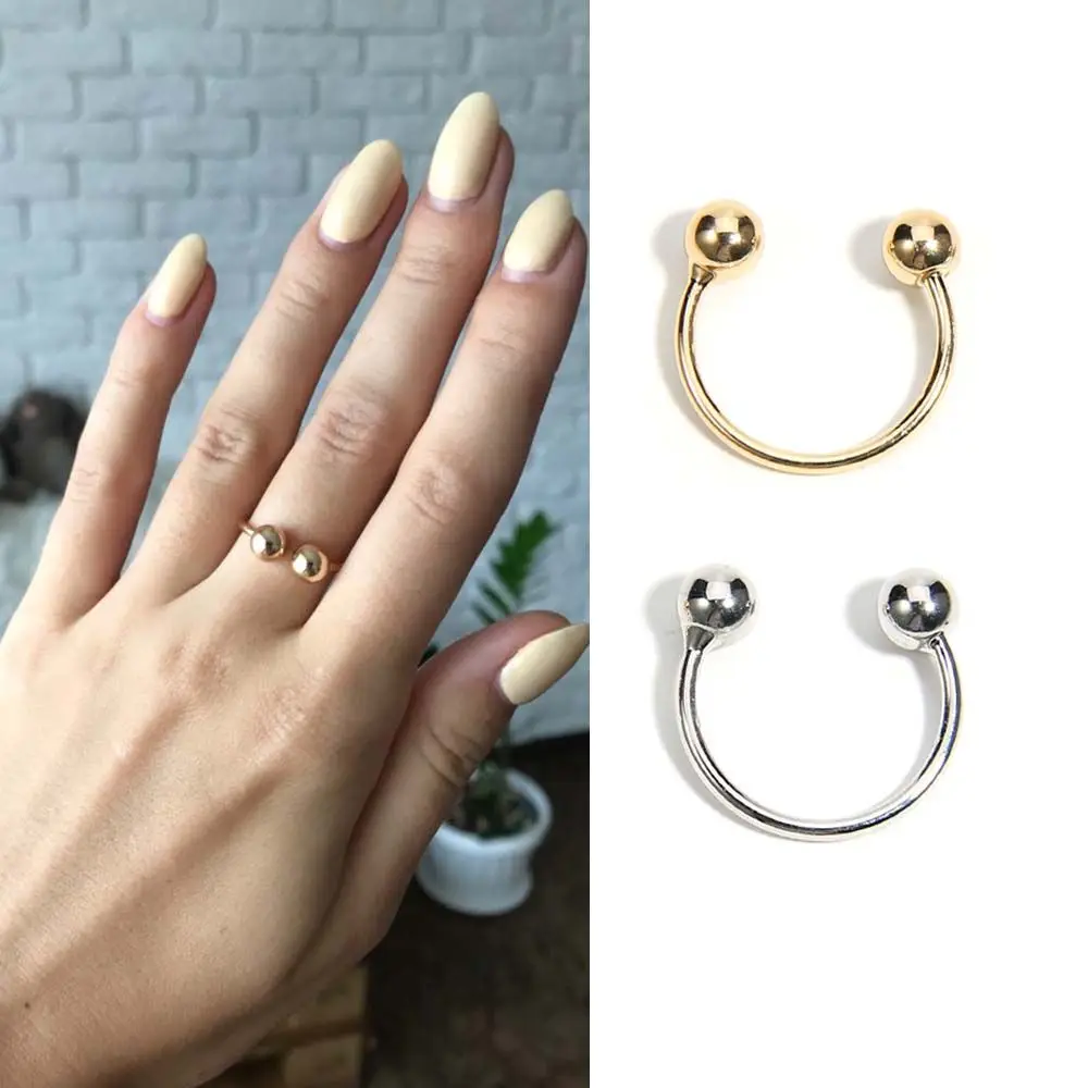 

Personality Fashion Adjustable Male Double Ball Gold Open Women Copper Joint Ring Unisex Rings Copper Ring Jewelry