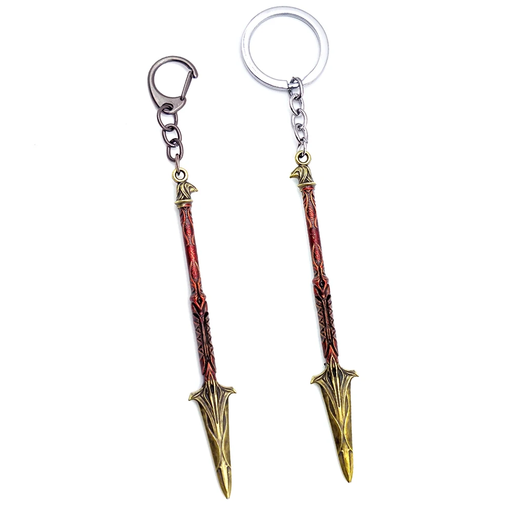 LLavero de Spear of Leonidas AC Assassin, accesorios de arma Creed de Metal, llavero colgante, juego periférico Prometheus, 12cm