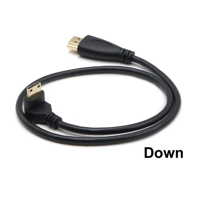 0.5M 90 Degree Up Down Right Left Angle Mini HDMI-compatible To HDTV Male Cable  minihdmi V1.4 For DSLR Video Camera LCD Monitor