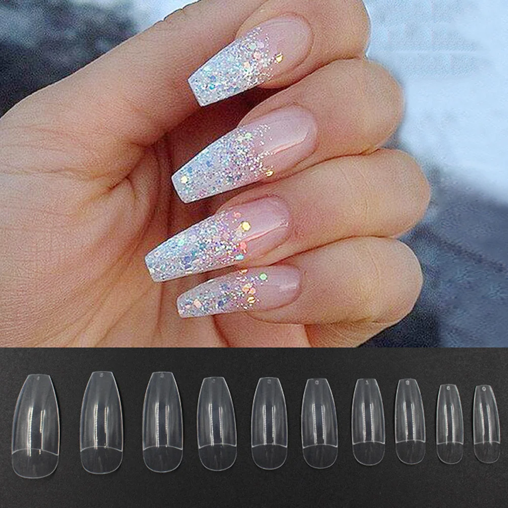

100pcs Fake Nails Half Cover Stick On Transparent Tips Trimmable Durable Lightweight Abs Non-Toxic Breathable Nail