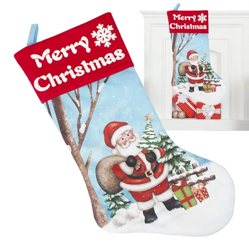 

Christmas Stocking Decorations Novelty Santa Snowman Stockings Family Christmas Stocking Fireplace Hangings Stocking For Holiday