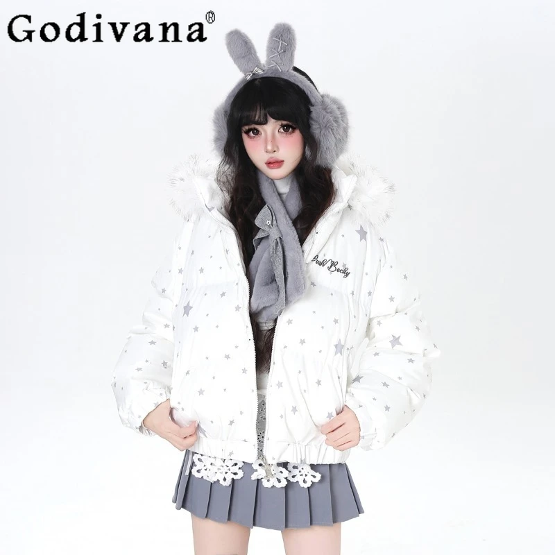 Parkas chauds à capuche épais pour femmes, veste courte ample en coton à manches longues, Parkas Lolita de Style japonais, hiver