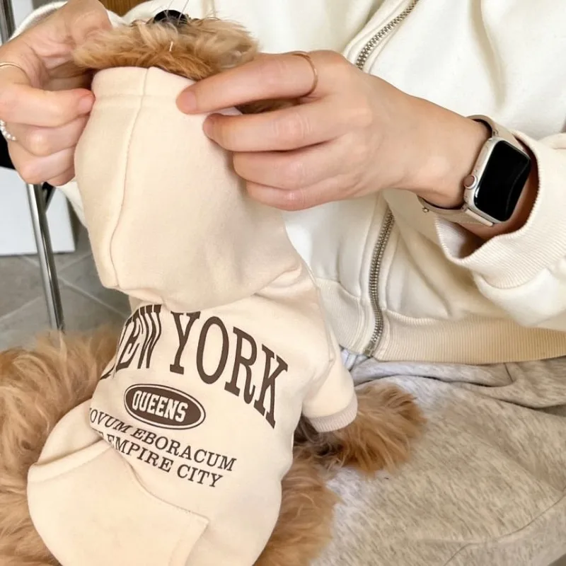 

Pet Clothes Puppy Sweat shirts Warm Clothes for Dogs Fashon Teddy Letter Print Hoodies Bichon Frise Fleece Two-Legged Clothes