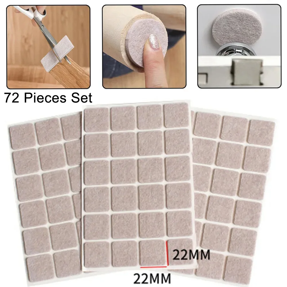 Thicken Self Adhesive Felt Chair Leg Pads Floor Protectors Furniture Legs Table Leg Covers Round Bottom Anti-Slip Pads 72PCS