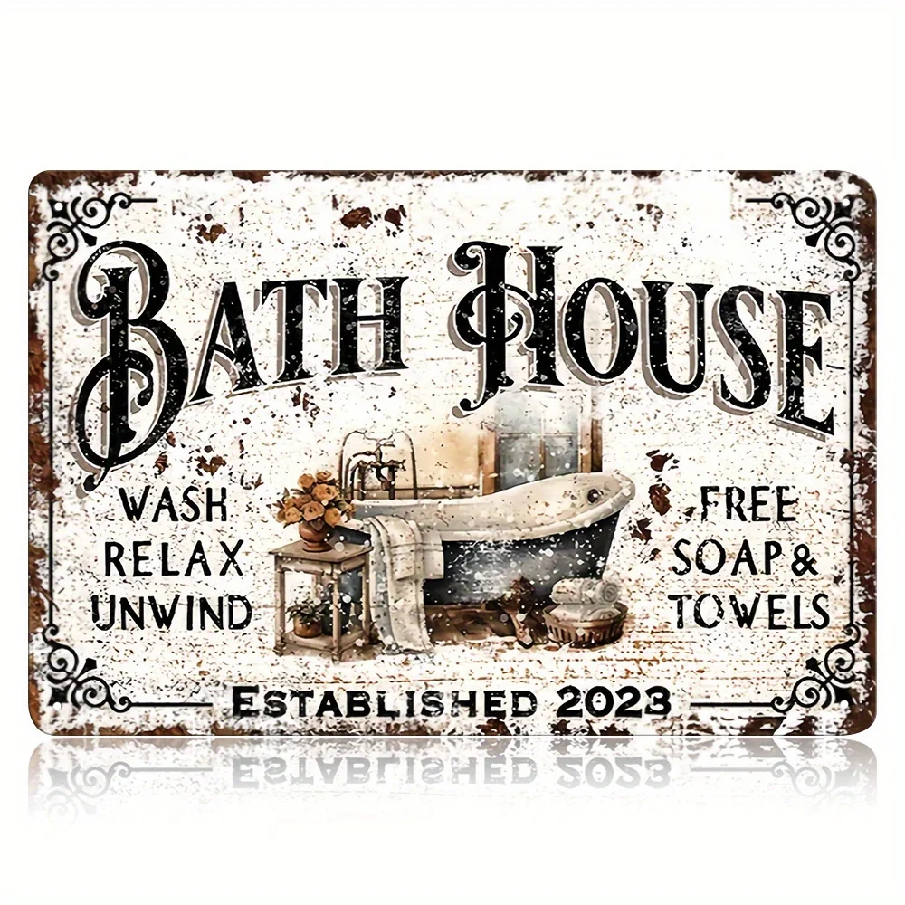 Charming Vintage Bathroom Metal Sign - 